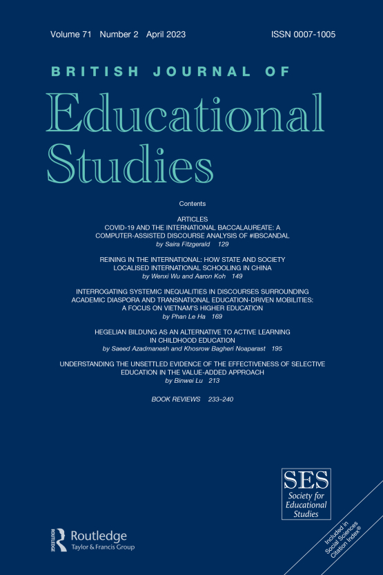 Cover image of British Journal of Educational Studies