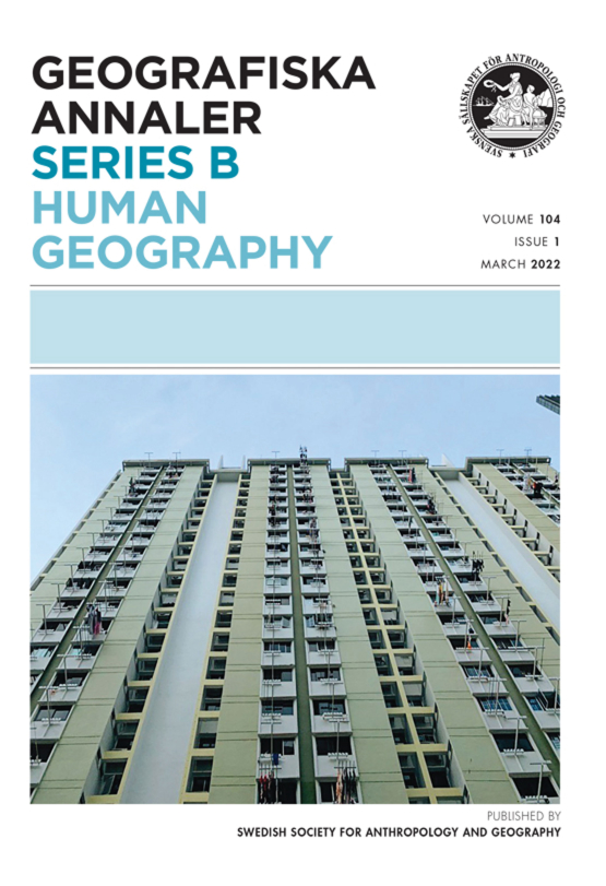 Cover image of Geografiska Annaler: Series B, Human Geography