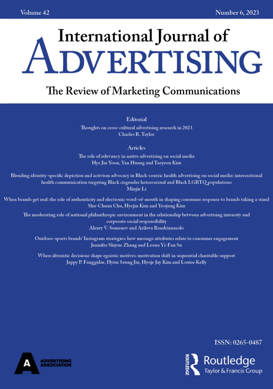 Cover image - International Journal of Advertising