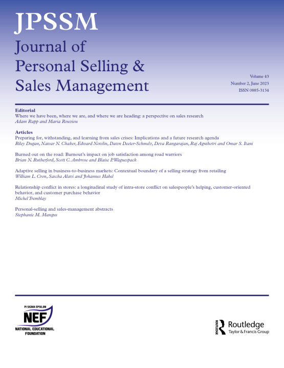 Cover image of Journal of Personal Selling & Sales Management
