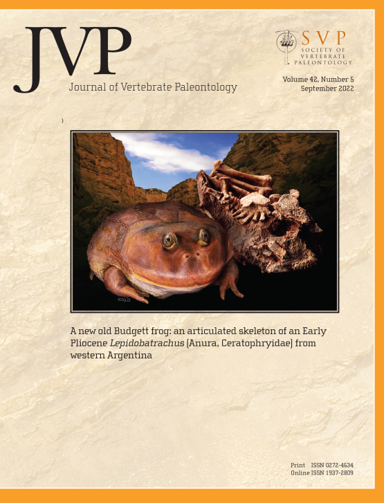 Cover image of Journal of Vertebrate Paleontology